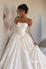 Strapless Square Neck Satin Ballgown Wedding Dress, Detachable Lace Long Sleeve Bridal Gown, SFWD0127