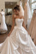 Square Neck Corset Satin Ballgown Wedding Dress, Bow Draped Tiered Bridal Gown with Train, SFWD0128