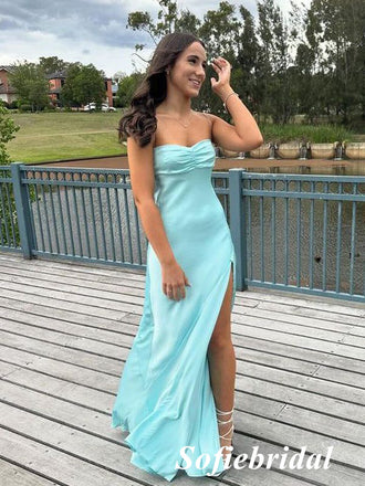 Sexy Soft Satin Sweetheart Sleeveless Side Slit Mermaid Floor Length Prom Dress, PD01052