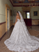 Strapless Sweetheart Lace Corset Ballgown Wedding Dress, Full Lace Bridal Gown with Lace Veil, SFWD0129