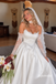 Strapless Satin Ballgown Wedding Dress, Detachable Long Lace Sleeves Bridal Gown, SFWD0130