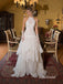 Halter Sweetheart Tiered Lace Wedding Dress, Detachable Lace Gloves Corset Bridal Gown, SFWD0149