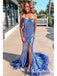 Sexy Sequin Spaghetti Straps Sleeveless Lace Up Back Side Slit Mermaid Long Prom Dresses, PD0914