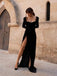 Long Sleeves Deep V-neck Red Sexy Prom Dresses, PD0992