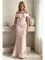 Elegant Blush Pink Off Shoulder Beaded Mermaid Evening Dress, Formal Mother of the Bride Gown, SFM014
