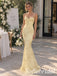 Butter Yellow Chiffon 3D Floral Appliqué Spaghetti Strap Corset Floor Length Mermaid Bridal Gown, SFWD0098