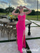 Sexy Gummy Pink Spaghetti Straps V-Neck Sleeveless Side Slit Mermaid Floor Length Prom Dress, PD01094