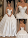 Strapless Sweetheart Satin Corset Ballgown Wedding Dress, Embroidery Bridal Gown with Train, SFWD0132