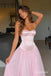 Blush Spaghetti Strap Satin Corset Tulle Dress, Sweetheart Floor Length Formal Gown,PD13897