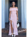 Sexy Chiffon Off Shoulder Sleeveless Ruffled Split A-Line Maxi Prom Dress/Graduation Dresses, PD01177