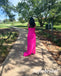 Sexy Gummy Pink Spaghetti Straps Sleeveless Mermaid Floor Length Prom Dress, PD01095