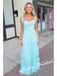 Sexy Chiffon Spaghetti Straps Sleeveless Ruffled A-Line Maxi Prom Dress/Graduation Dresses, PD01178