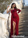 Sparkly Sequin One Shoulder Long Sleeve Side Slit Mermaid Long Prom Dress, PD01014
