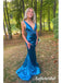 Sexy Soft Satin Spaghetti Straps V-Neck Sleeveless Mermaid Maxi Prom Dress, PD01131