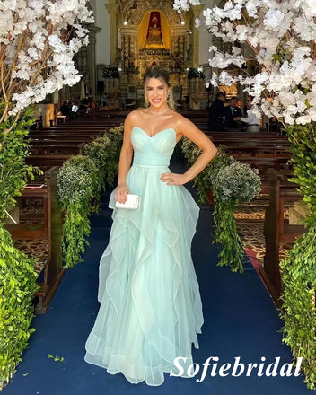 Sexy Tulle Sweetheart V-Neck Sleeveless A-Line Prom Dress, PD01022