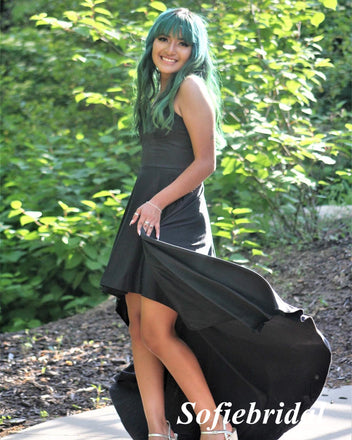 Sexy Soft Satin Spaghetti Straps V-Neck High-Low Floor Length Bridesmaid Dresses, SFWG00586