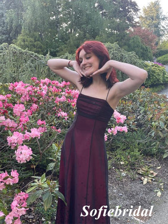 Sexy Spaghetti Straps Sleeveless A-Line Floor Length Prom Dress, PD01069