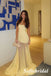 Strapless Pale Yellow Crepe Tulle Mermaid Prom Dress with Sheer Skirt, PD01238