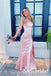 Blush Pink Strapless Soft Satin Mermaid Evening Dress with Side Slit, PD01243