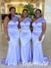 Elegant Lavender Soft Satin One Shoulder Mermaid Bridesmaid Gowns, SFWG00633