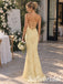 Butter Yellow Chiffon 3D Floral Appliqué Spaghetti Strap Corset Floor Length Mermaid Bridal Gown, SFWD0098