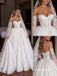 Strapless Sweetheart, Corset Bodice, Removable Long Lace Sleeves, Lace A-line Wedding Gown, SFWD0136