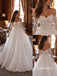 Off Shoulder Sweetheart Sparkle Lace Corset Ball Gown Wedding Dress, Detachable Long Lace Sleeve Bridal Gown, SFWD0144