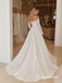 Off Shoulder Sweetheart Lace A Line Wedding Dress, Long Sleeve Corset Bridal Gown, SFWD0150