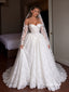 Strapless Sweetheart, Corset Bodice, Removable Long Lace Sleeves, Lace A-line Wedding Gown, SFWD0136