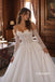 Off Shoulder Sweetheart Sparkle Lace Corset Ball Gown Wedding Dress, Detachable Long Lace Sleeve Bridal Gown, SFWD0144