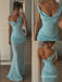 Mint Green One Shoulder Draped Chiffon Mermaid Dress, Cowl Neck Floor Length Formal Gown,PD13902