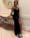 Sexy Black Velvet Sweetheart V-Neck Sleeveless Memmaid Floor Length Prom Dress, PD01072