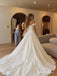 Off The Shoulder Ruffle Satin A-Line Wedding Dress, Corset Fitted Bodice Floor Length Bridal Gown,SFWD0117