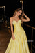 Pale Yellow Strapless Sweetheart Satin A-Line Gown, Corset Bodice Formal Evening Dress, PD13938