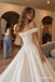 Off The Shoulder Ruffle Satin A-Line Wedding Dress, Corset Fitted Bodice Floor Length Bridal Gown,SFWD0117