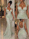 The Sage Blossom | Hand-Beaded Floral Appliqué Mermaid Gown — Deep V-Neck Floor-Length Evening Dress,PD1370