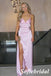 Sexy Soft Satin Spaghetti Straps Sleeveless Side Slit Mermaid Maxi Prom Dress, PD01154