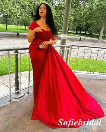 Sexy Soft Satin One Shoulder Sleeveless Mermaid Floor Length Bridesmaid Dresses, SFWG00603