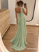 Sage Green One Shoulder Cape Chiffon Mermaid Dress, Ruched Floor Length Formal Gown, PD13912