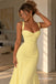 Pale Yellow Sweetheart Wide Strap Chiffon A-Line Dress, Flared Floor Length Formal Gown, PD13913