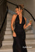 Black Halter Deep V Ruched Chiffon Midi Formal Evening Dress, PD13969