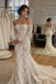 Off Shoulder Long Sleeve Lace Mermaid Wedding Dress, Low Back Sheer Lace Bridal Gown, SFWD0138