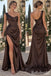 Mismatched Brown Soft Satin Pleated Floor Length Side Slit Mermaid Bridesmaid Gown, SFWG00649