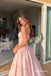 Blush Pink Strapless Pleated Satin A-Line Dress, Tube Top Floor Length Formal Gown, PD13915