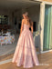 Blush Pink Strapless Pleated Satin A-Line Dress, Tube Top Floor Length Formal Gown, PD13915