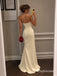 Cream Ivory Strapless Corset Satin Mermaid Dress, Waist Cutout Floor Length Formal Gown,PD13916