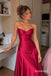 Burgundy Strapless Sweetheart Satin A-Line Dress, Corset Floor Length Formal Gown,PD13917