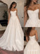 Strapless Lace Tulle Wedding Dress, Corset Bodice Floor Length A-Line Bridal Gown,SFWD0124