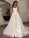 Strapless Lace Tulle Wedding Dress, Corset Bodice Floor Length A-Line Bridal Gown,SFWD0124