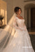 Square Neck Long Sleeve Lace A-Line Wedding Dress, Sheer Corset Bridal Gown With Train, SFWD0154